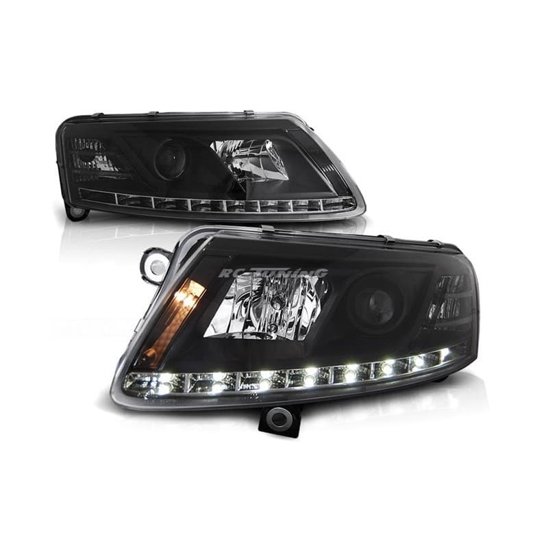 Phares Avant DRL Audi A6 C6 04.04-08 Noir