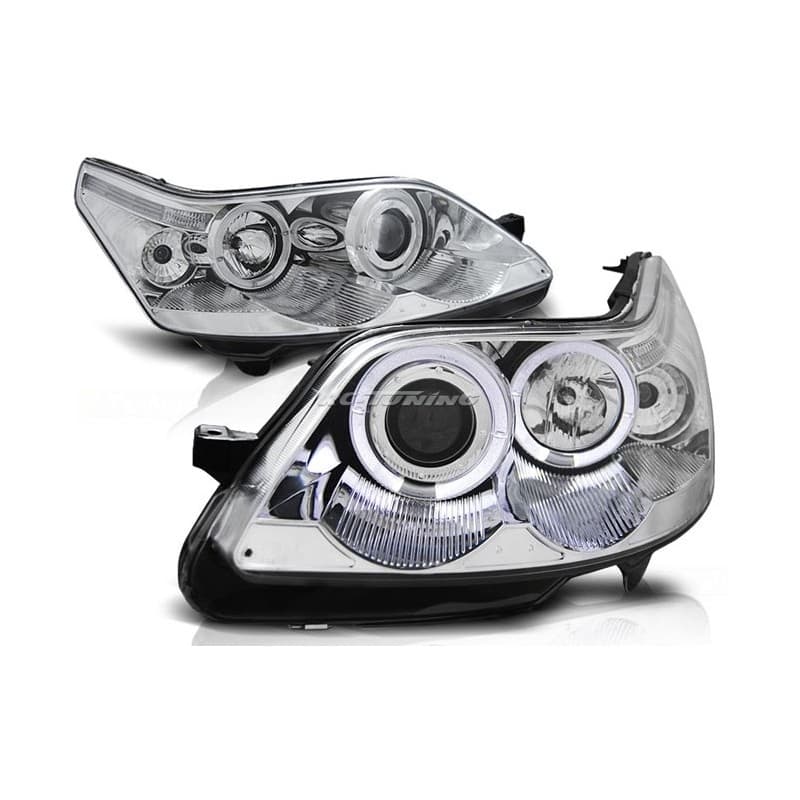 Phares Avant Angel Eyes Citroën C4 04-10 Chrome