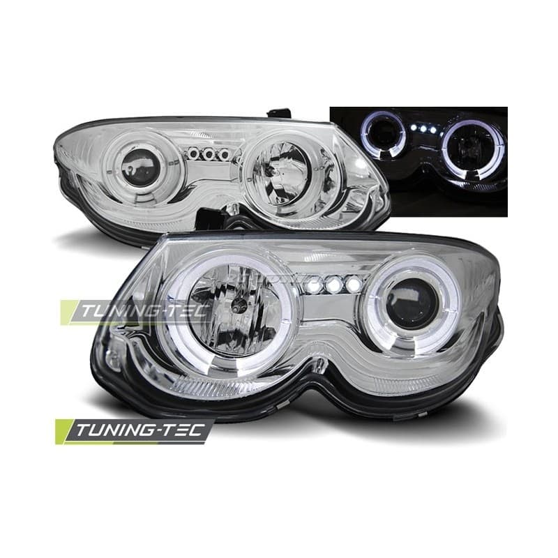 Phares Avant Angel Eyes Chrysler 300 M 99-04 Chrome