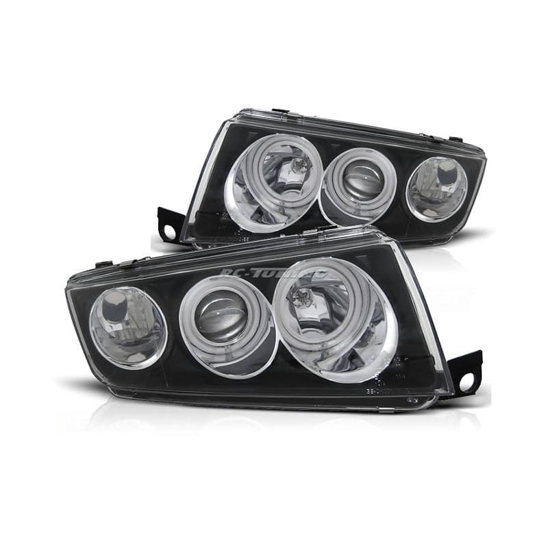 Phares Avant Angel Eyes Skoda Fabia 1 12.99-08 Noir
