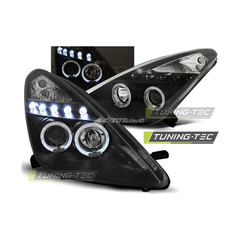 Phares Avant Angel Eyes Toyota Celica T230 99-05 Noir