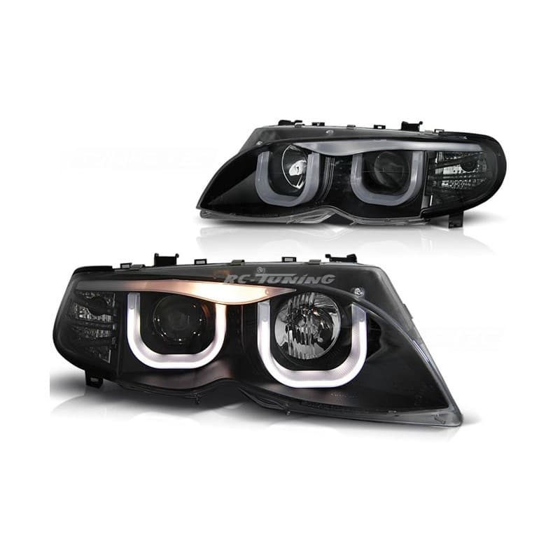 Phares Avant Angel Eyes 3D BMW Serie 3 E46 Berline/Touring 09.01-03.05 Noir