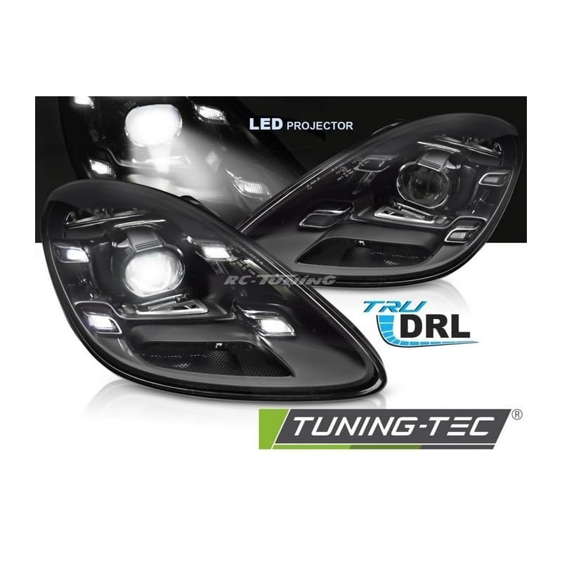 Phares avant Noir LED pour Porsche Boxster Cayman 718 2016-