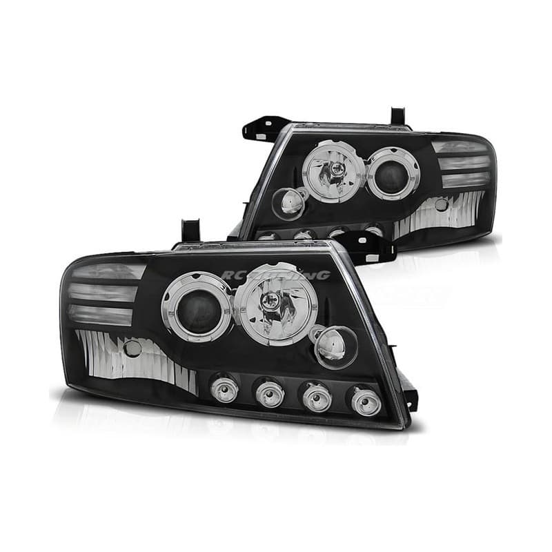 Phares Avant Angel Eyes Mitsubishi Pajero V60 01-06 Noir