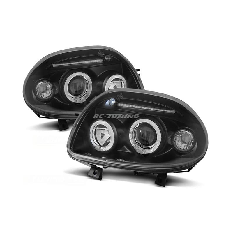 Phares Avant Angel Eyes Renault Clio 2 09.98-05.01 Noir