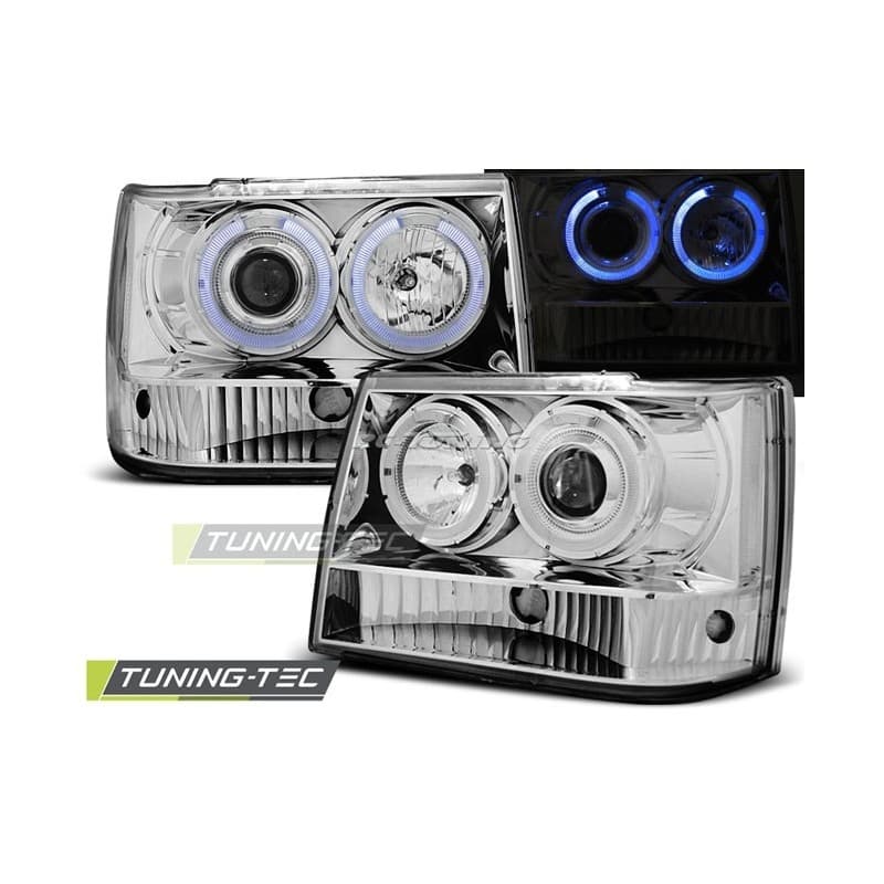 Phares Avant Angel Eyes Chrysler Jeep Grand Cherokee JZ 93-98 Chrome