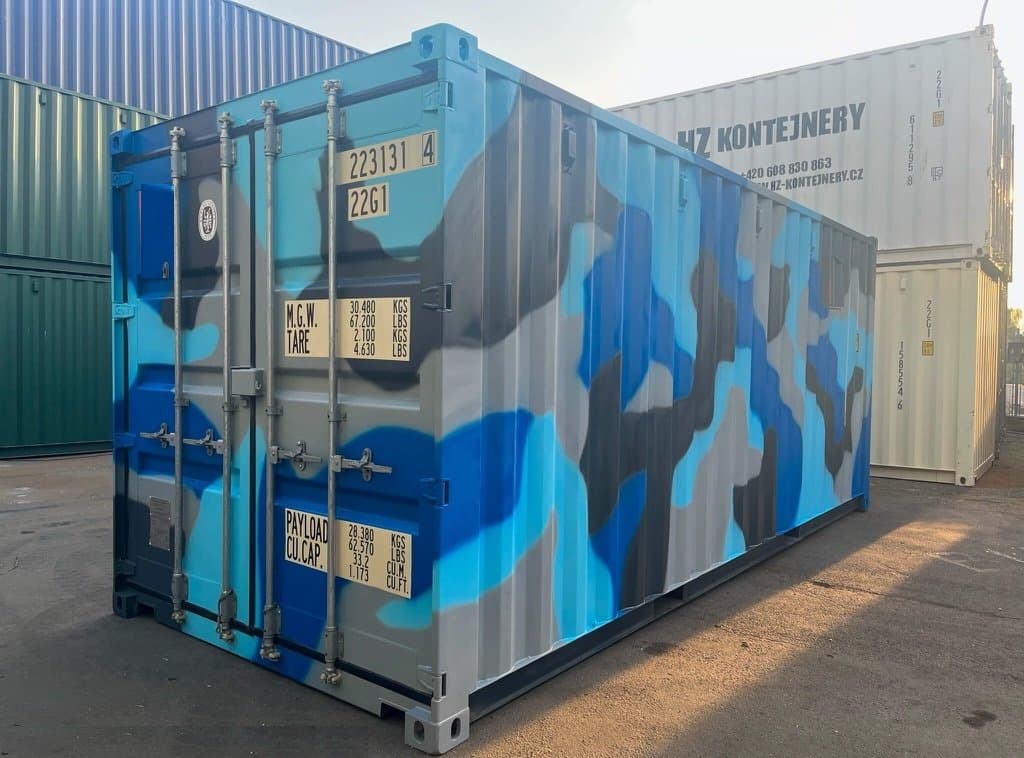 Contentor marítimo de 20 pés com acabamento camuflado