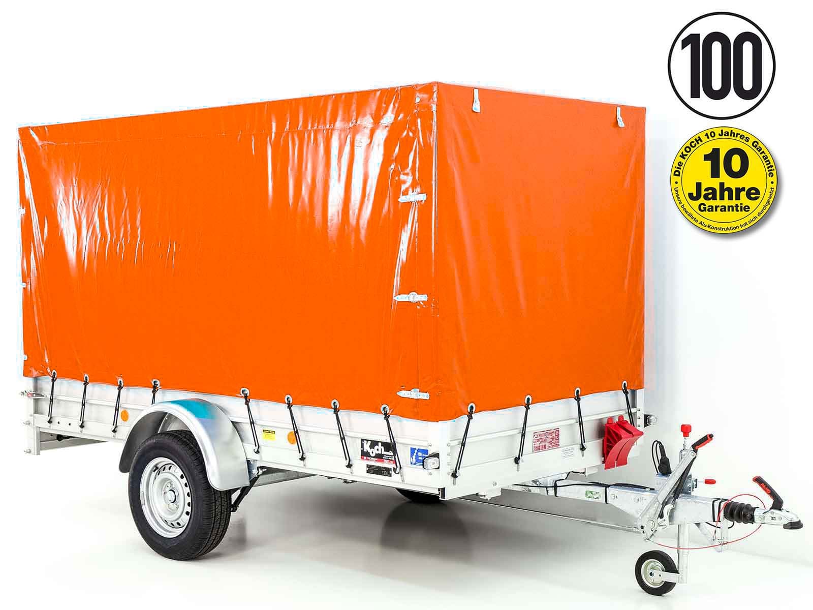 Anhänger mit Plane 150x300cm 1300kg | Typ 7.13 | Hochplane 160cm – Orange - Neu