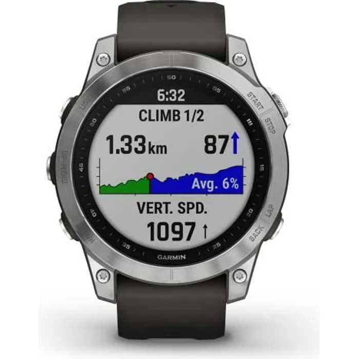Montre Connectée GARMIN Fenix 7 - Noire & Argent - Entraînements Personnalisés - Autonomie Longue Durée
