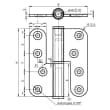 Paumelle inox brossé BR gauche N 16 mm gauche 100 x 70 mm