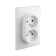 Prise double 2P+T verticale CALY blanc