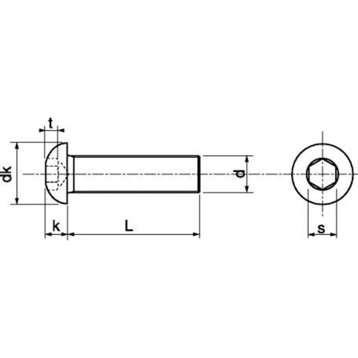 Vis tĂȘte bombĂ©e 6 pans creux (BHC) M6 x 10 mm - Inox A2