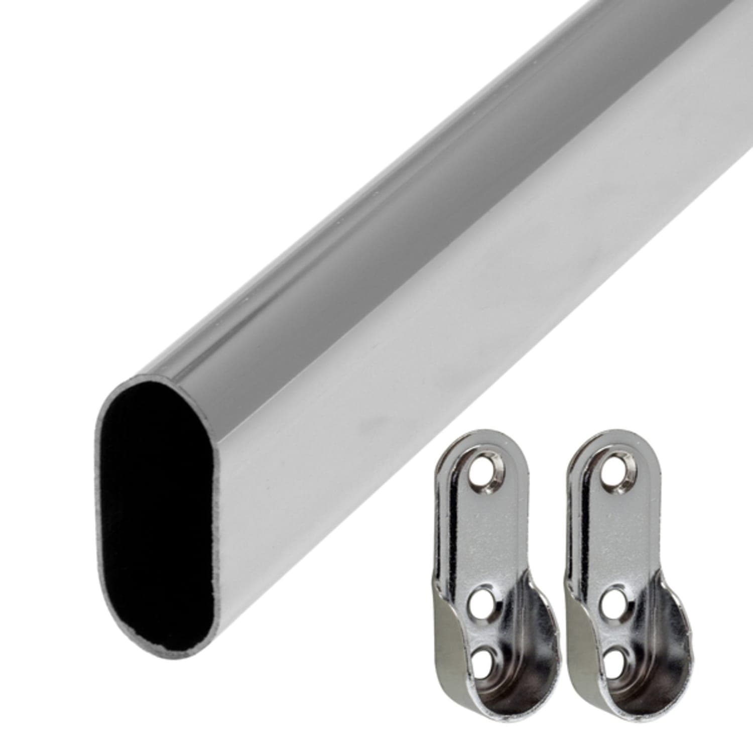 Tube extensible ovale 22-30 x 15 mm x 0,6-1 m - Chromé