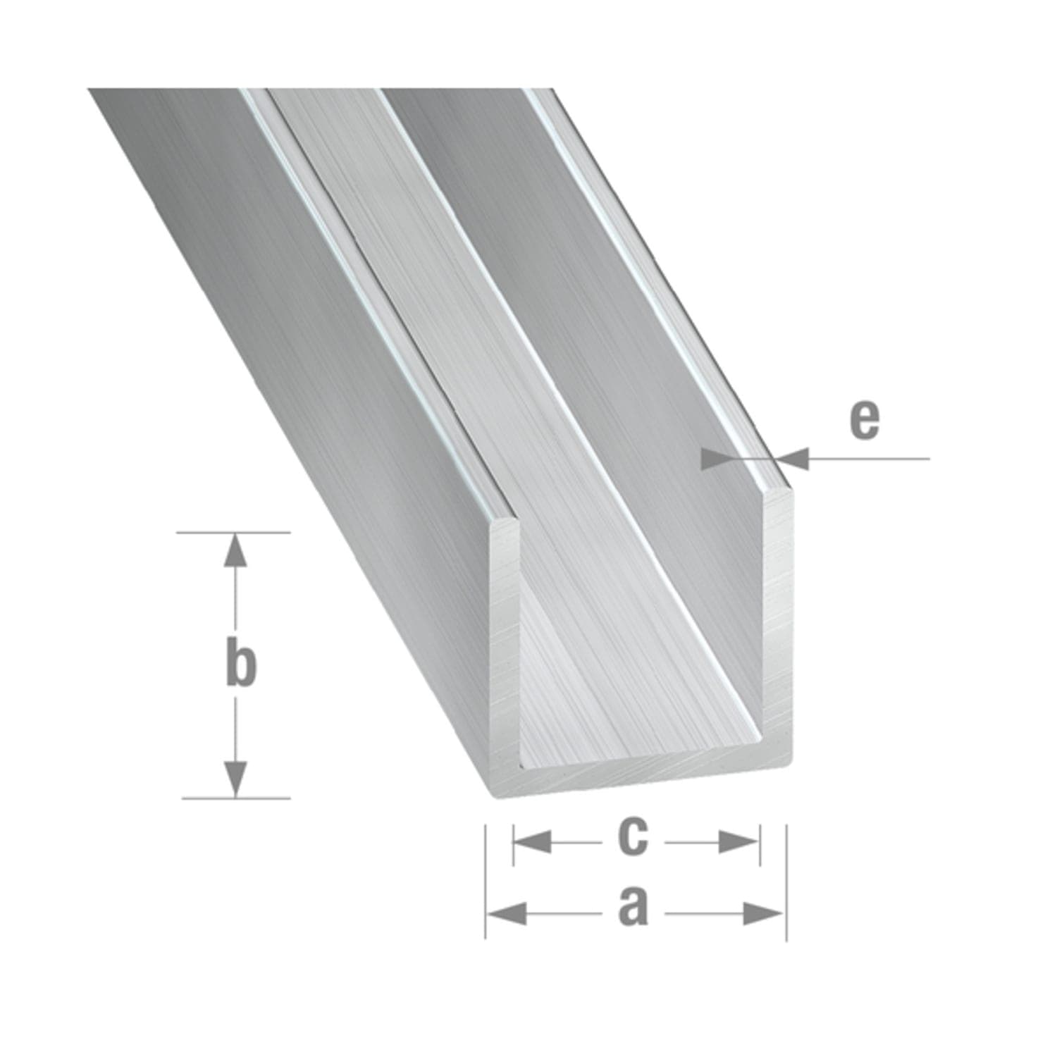 Profilé U 20 x 20 x 17 x 1.5 mm - Aluminium brut