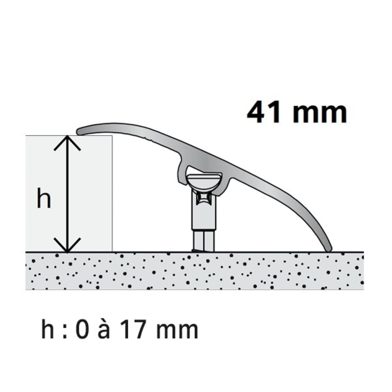 Seuil multi-niveaux HARMONY 41 x 930 mm - Métal argent