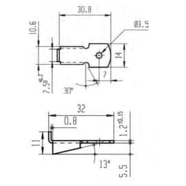 Taquet standard pour crémaillère acier laitonné 32 x 15mm
