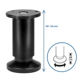 Pied d38 reg alu noir h100