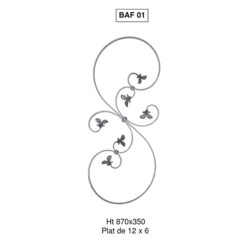 Barreau fantaisie 01 plat 12 x 6 hauteur 870