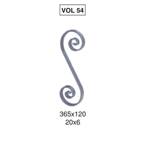 Volute 54 plat 20 x 6 hauteur 360 x 125