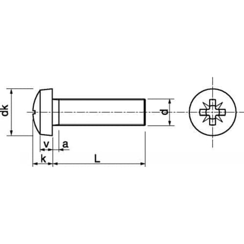 Vis tĂȘte cylindrique bombĂ©e Pozidriv M6 x 70 mm - Inox A2
