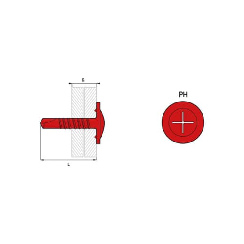 Vis autoper tĂȘte ronde large Ă empr Philips Ă4,2 x 16 mm
