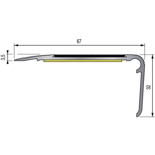 Nez de marche strié 6V à visser 36 x 18 mm - Naturel