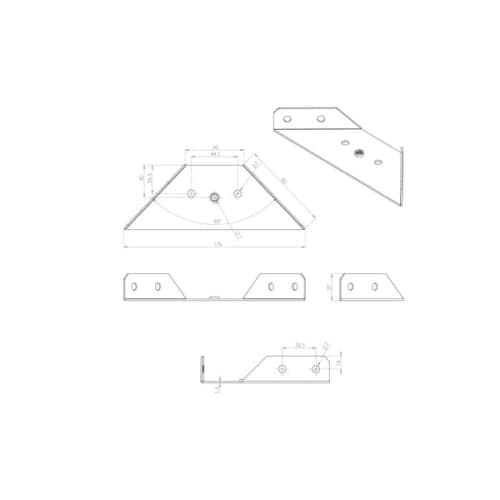 Ferrure cadre de sommier M8 177 x 60 x 27 mm - Acier zingué