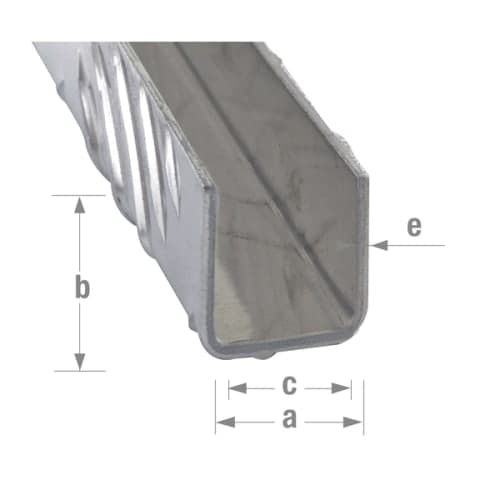 Profilé U à damiers 22 x 22 x 2 mm - Aluminium brut
