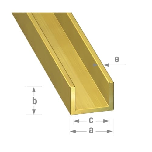 Profilé U à damiers 6 x 6 x 0,8 mm - Laiton