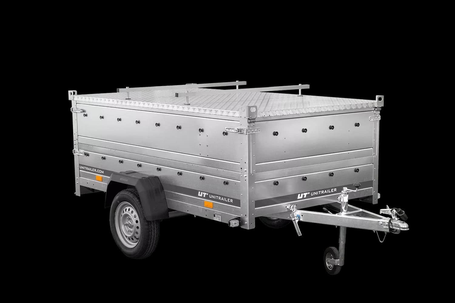 Remorque un essieu 230×125 UNITRAILER GARDEN 230 KIPP avec côtés BIS et couverture en aluminium