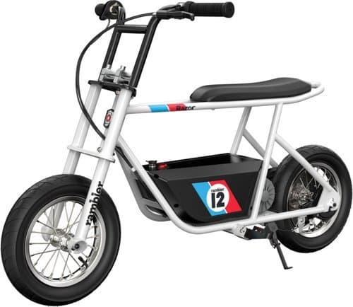 Razor Rambler 12 - Minibicicleta eléctrica estilo retro de 12-24 V - 23 km/h - Blanca