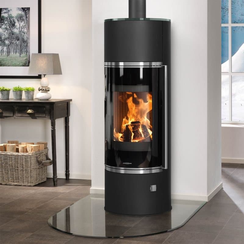 Oranier Arena Aqua 2.0 wasserführender Kaminofen Stahl Schwarz mit Abdeckplatte Glas - Glas
