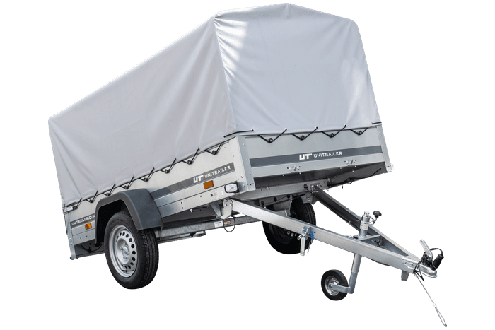 Remorque routière Garden Trailer 230 KIPP avec bâche haute, arceau et roue jockey 230x125