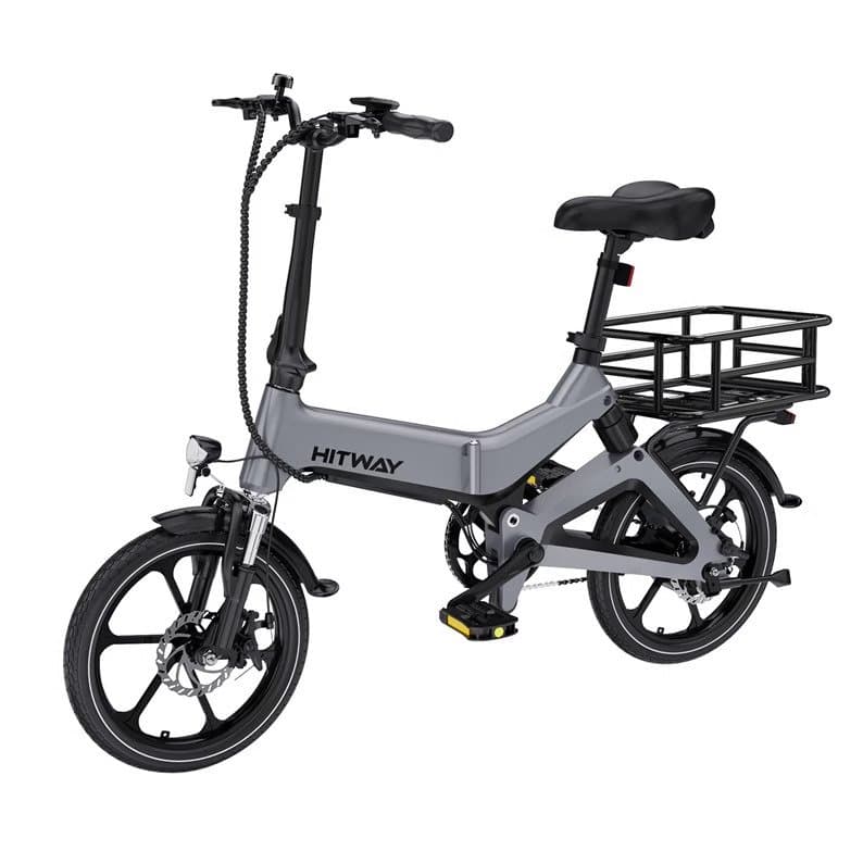 Vélo à assistance électrique pliant Hitway BK2 16" avec panier - Gris
