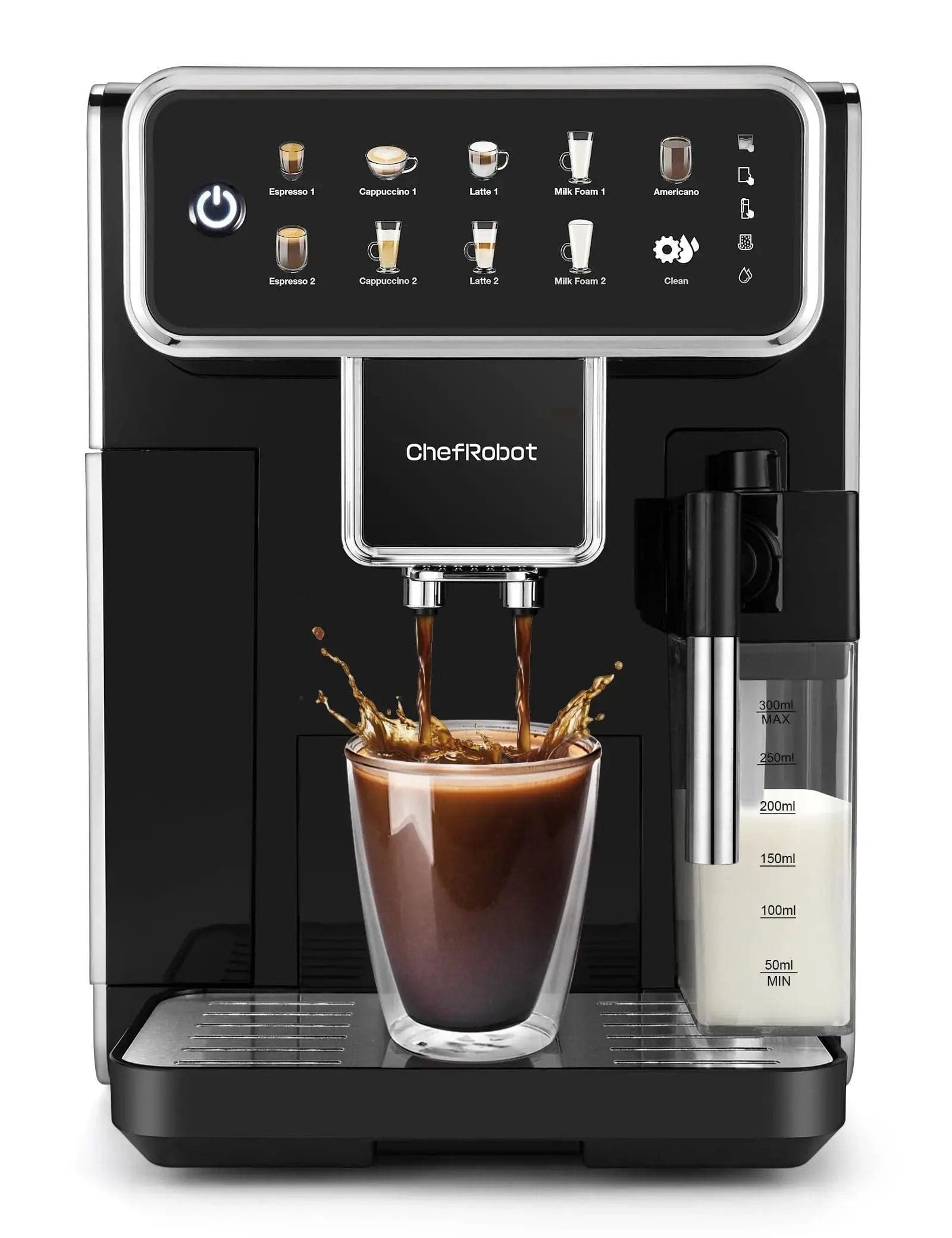 ChefRobot AM7203 Kaffeevollautomat: 4 Spezialitäten, Touchscreen, 1.5L, Selbstreinigung, 15 Bar Druck