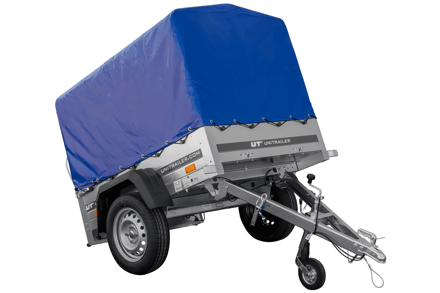 Rimorchio leggero 150x106 con telone blu e centina PTT 750 kg Garden Trailer 150 kipp