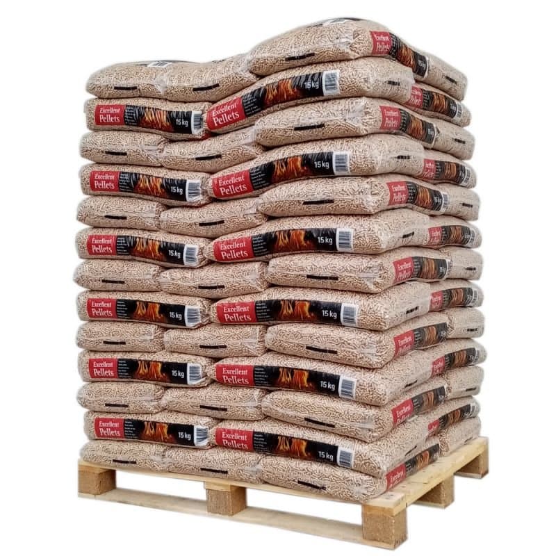 Pellets EXCELLENT PELLETS zertifiziert nach DIN Plus und EN Plus A1 – Palette mit 65 Säcken à 15 kg