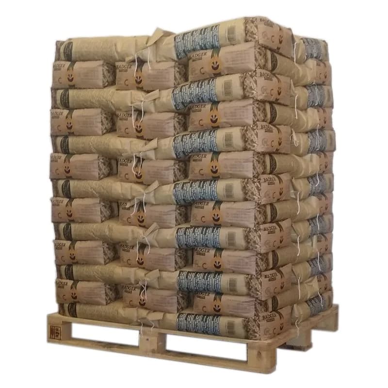 PELLETS BADGER nach DIN Plus und EN Plus – Palette mit 65 Säcken à 15 kg