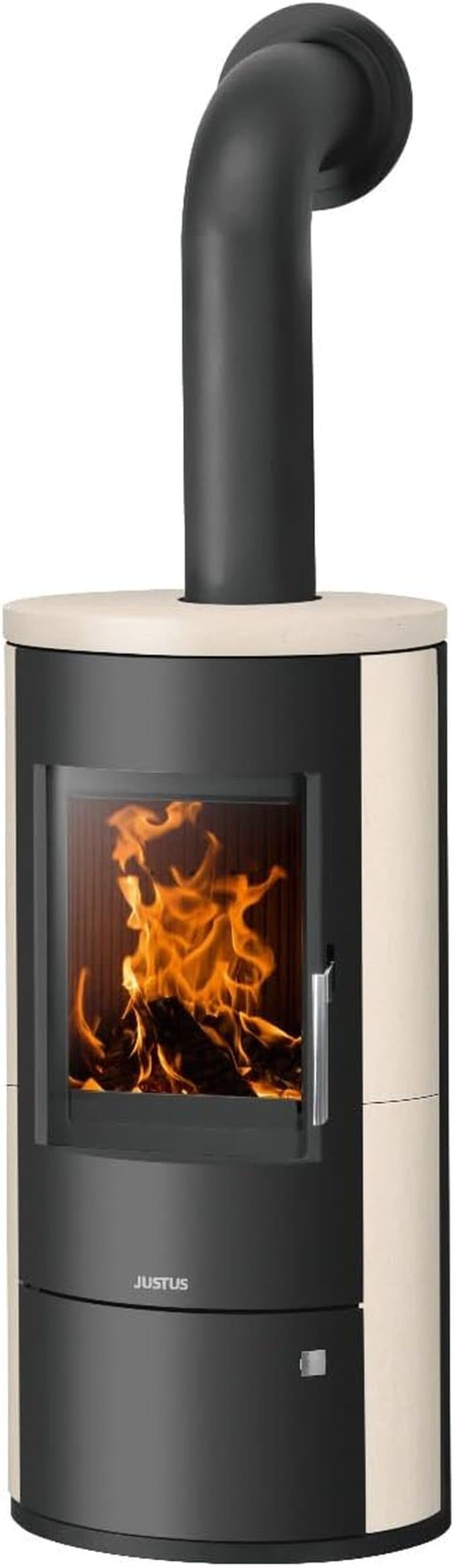 Justus Austin 5 Kaminofen – 5 kW – Exklusiver Naturstein-Kamin in Black Limestone – 24h Dauerbetrieb – Energieeffizient – Zeitloses Design für bis zu