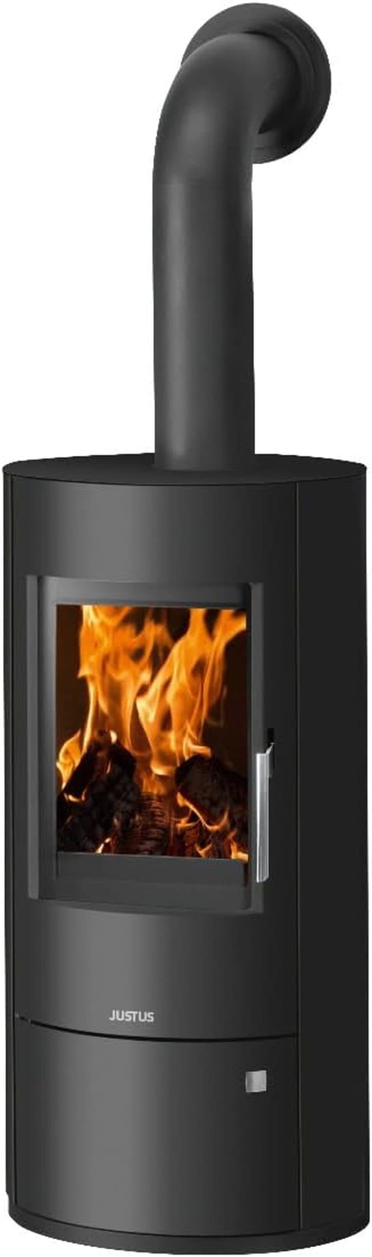 Justus Austin 7 Kaminofen – 7 kW – Moderner Stahl-Kamin – Mit Holzfach & Tür – Energieeffiziente Verbrennung – Für Holz & Braunkohle – Dauerbrand-fähi