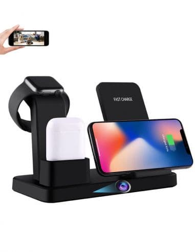 Station de charge induction - Caméra espion Wifi - Full HD