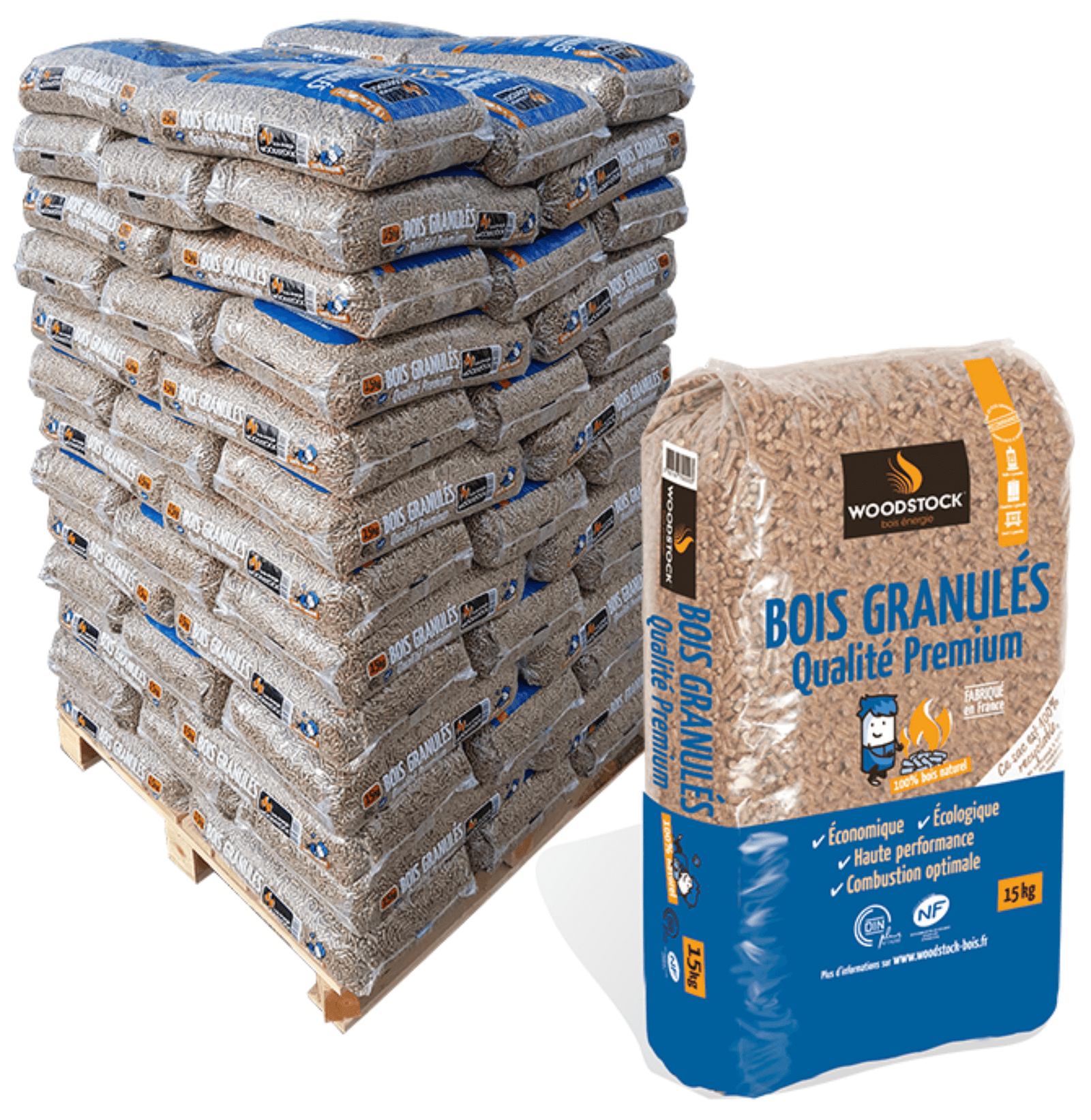 Granulés de bois WOODSTOCK - Palette de 66 sacs de 15kg