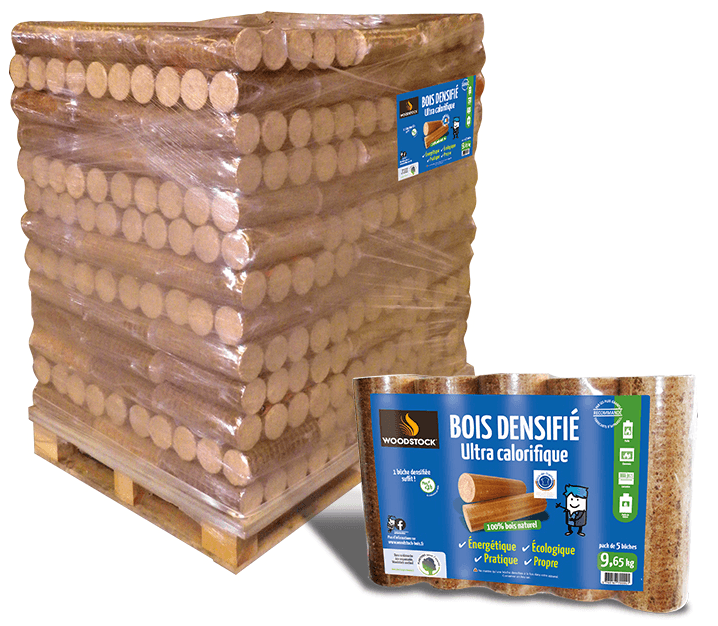 Bûches densifiées WOODSTOCK - Palette de 104 Bûches
