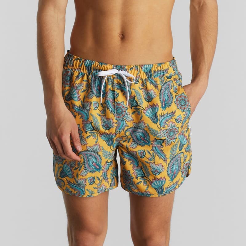 Short de bain recyclé Indian Flowers Honey DEDICATED - S