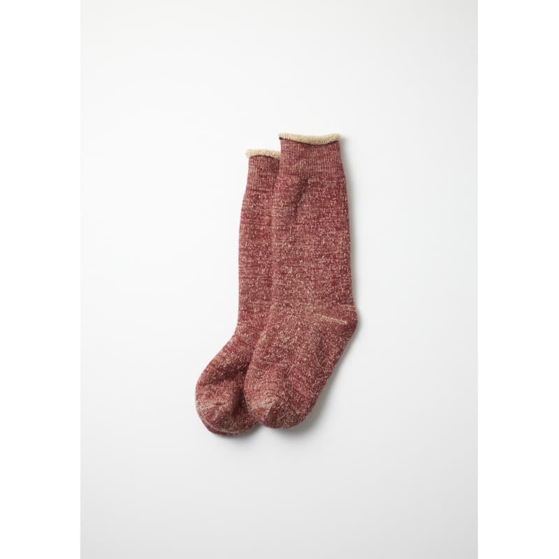 Chaussettes double face merino coton rouge et marron ROTOTO - 42-45FR/9-11US