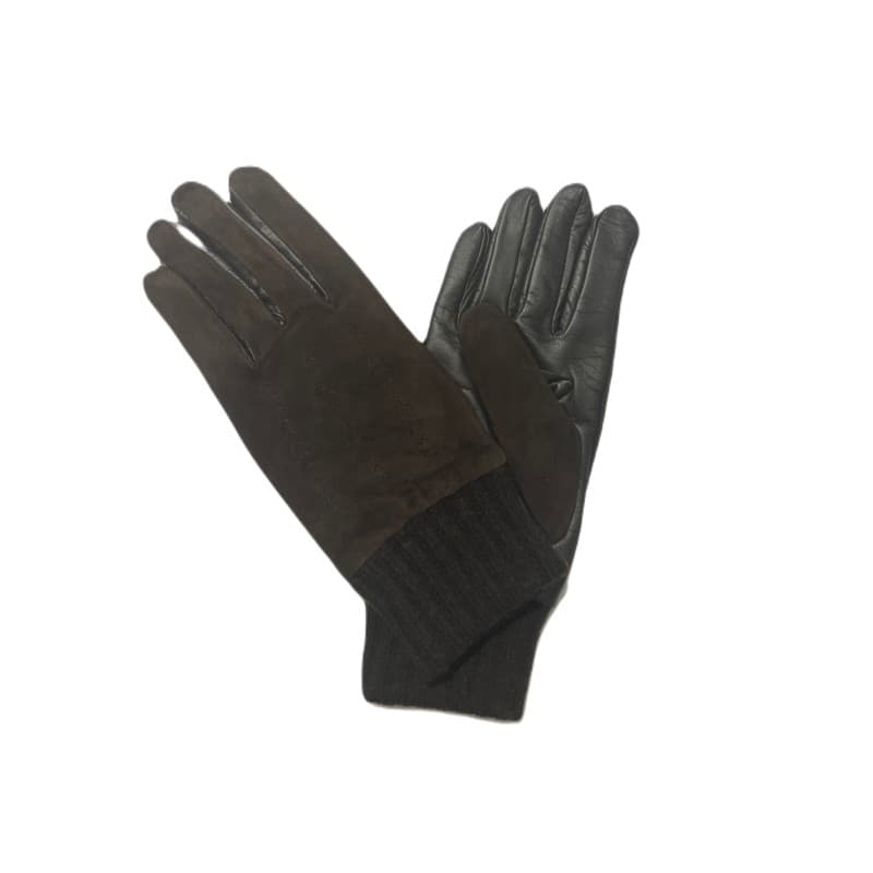 Gants Cuir Touch et Daim marron doublés cachemire MEROLA - S/8