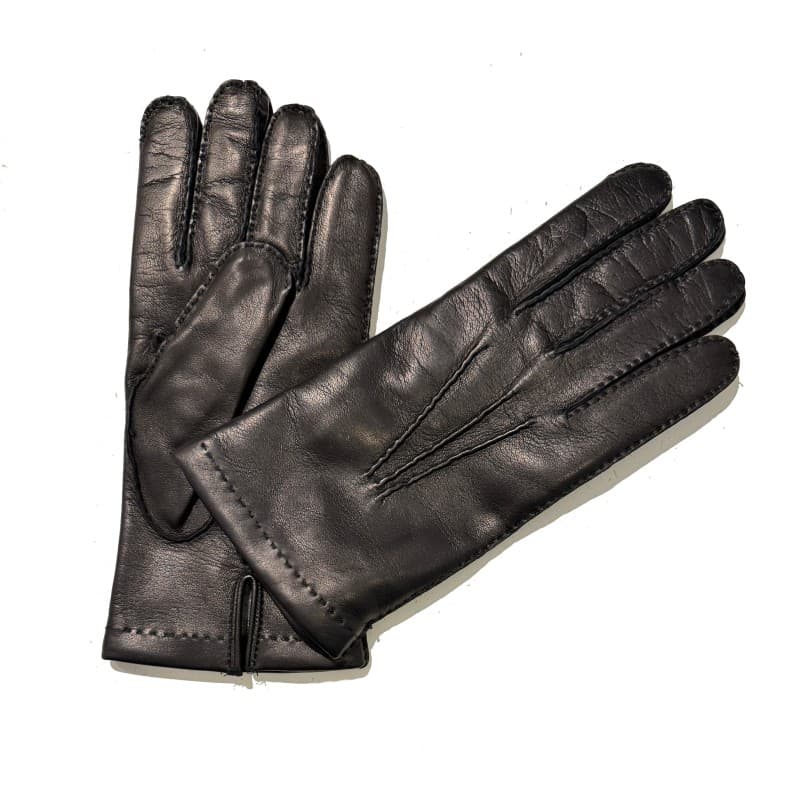 Gants en cuir noir doublés cachemire gris MEROLA - XS/7.5