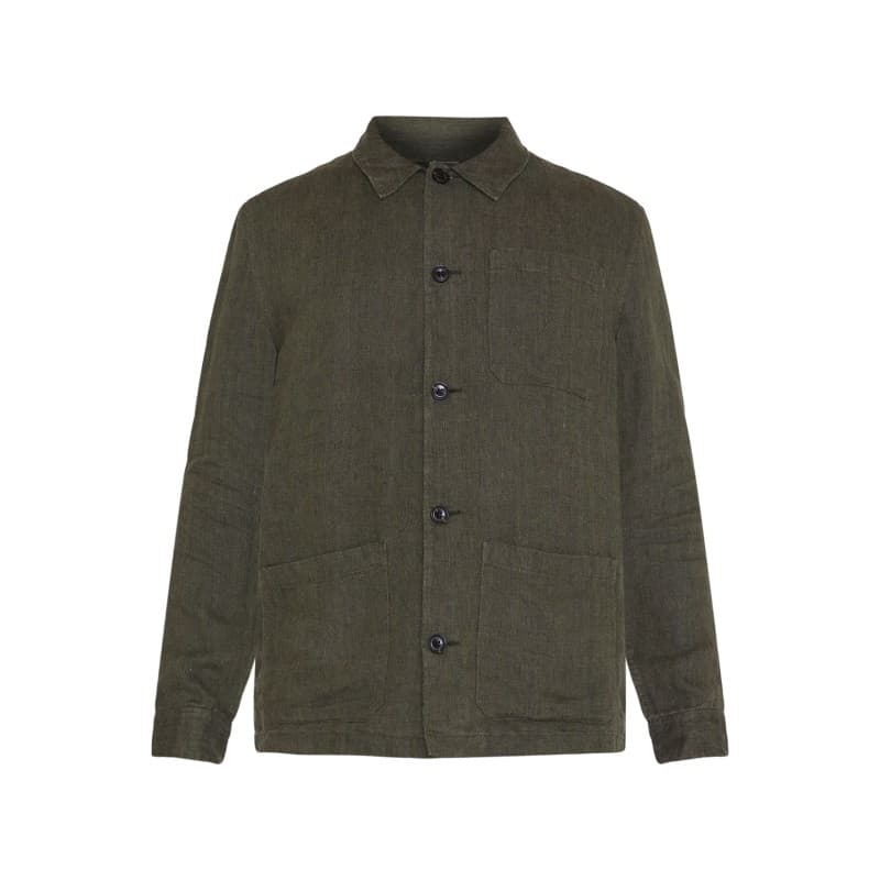 Veste de travail en lin bio vert olive KNOWLEDGE COTTON APPAREL - XL