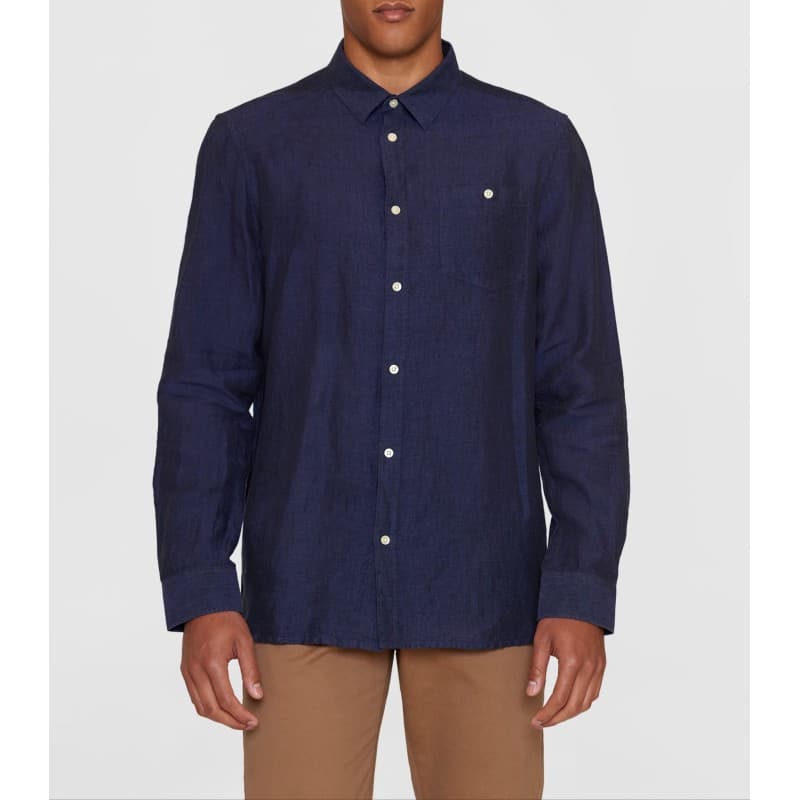 Chemise en lin bio marine KNOWLEDGE COTTON APPAREL - M