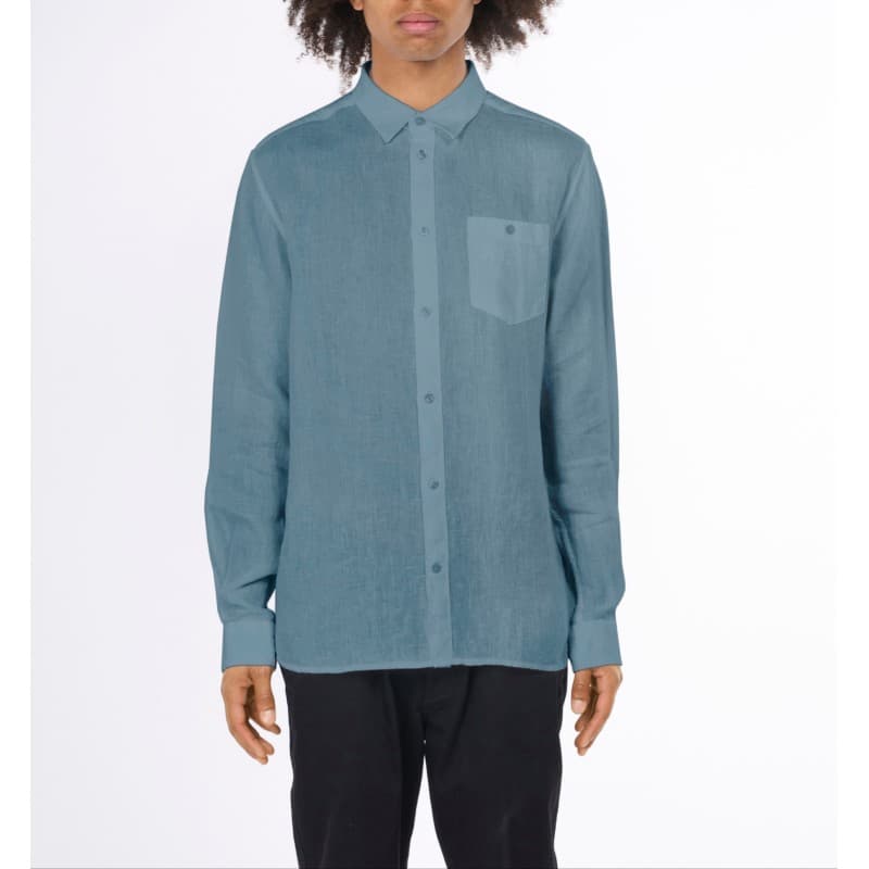 Chemise en lin bio bleu ciel KNOWLEDGE COTTON APPAREL - L